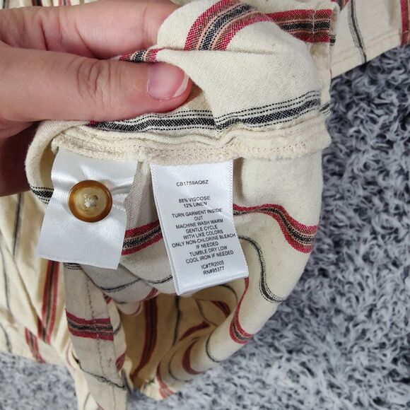 Sanctuary Linen Stripe Off Shoulder Button Front Top Women Size 2X Boho Cottage - Picture 7 of 8